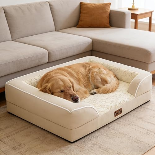 Miniatura 9 de Camas ortopédicas para perros de tamaño grande, cama grande de espuma viscoelástica impermeable para mascotas con lados de 36 x 27 pulgadas,