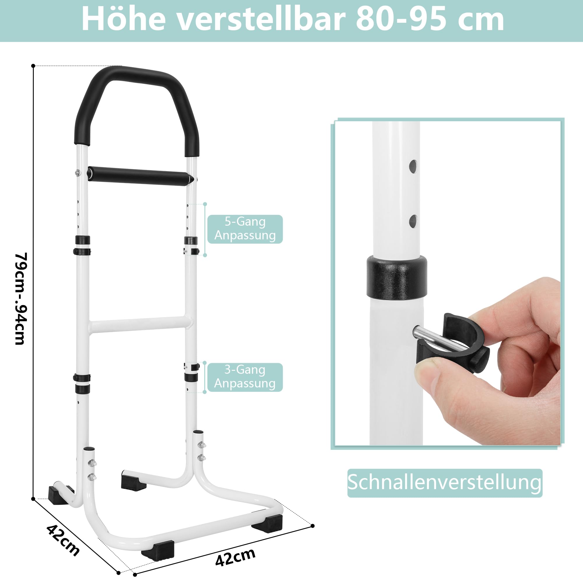 Asistente de asiento para personas mayores para personas mayores del sofá, ayuda para levantarse del sofá, cama, inodoro, caminar, 5 niveles de altura ajustable, diseño ergonómico en forma de H