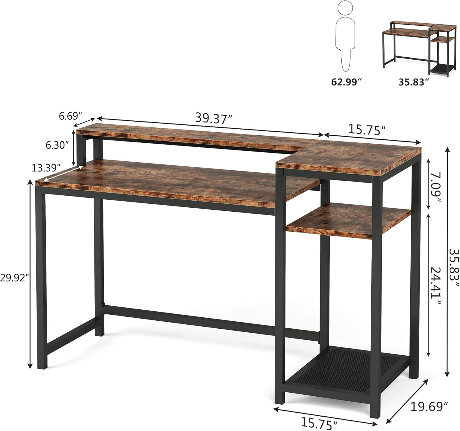 Dimensions diagram for Tribesigns Computer Desk