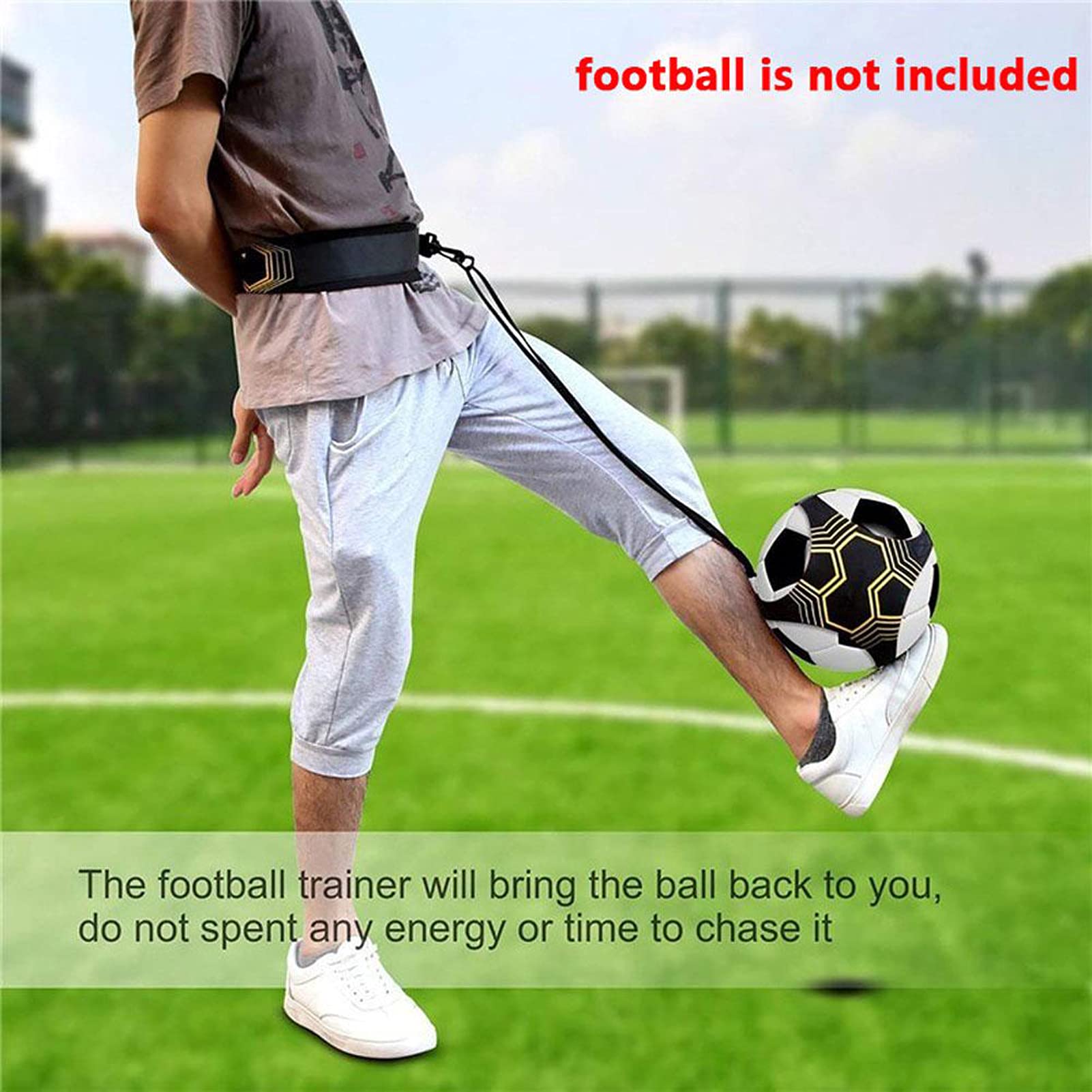 Taeku Trainer da Calcio, Attrezzatura Banda Elastica Kit per L’Allenamento Individuale con Cintura Regolabile per Bambini Adulti