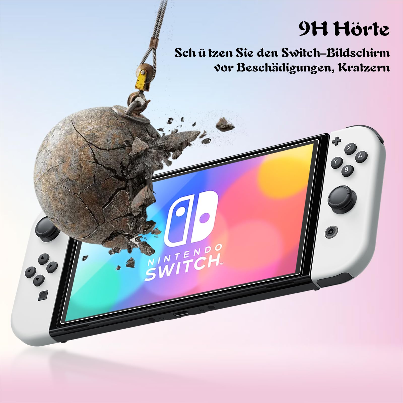 Nintendo Switch OLED Displayschutz Gehärtetes Glas 9H 0,33 mm 2er Pack