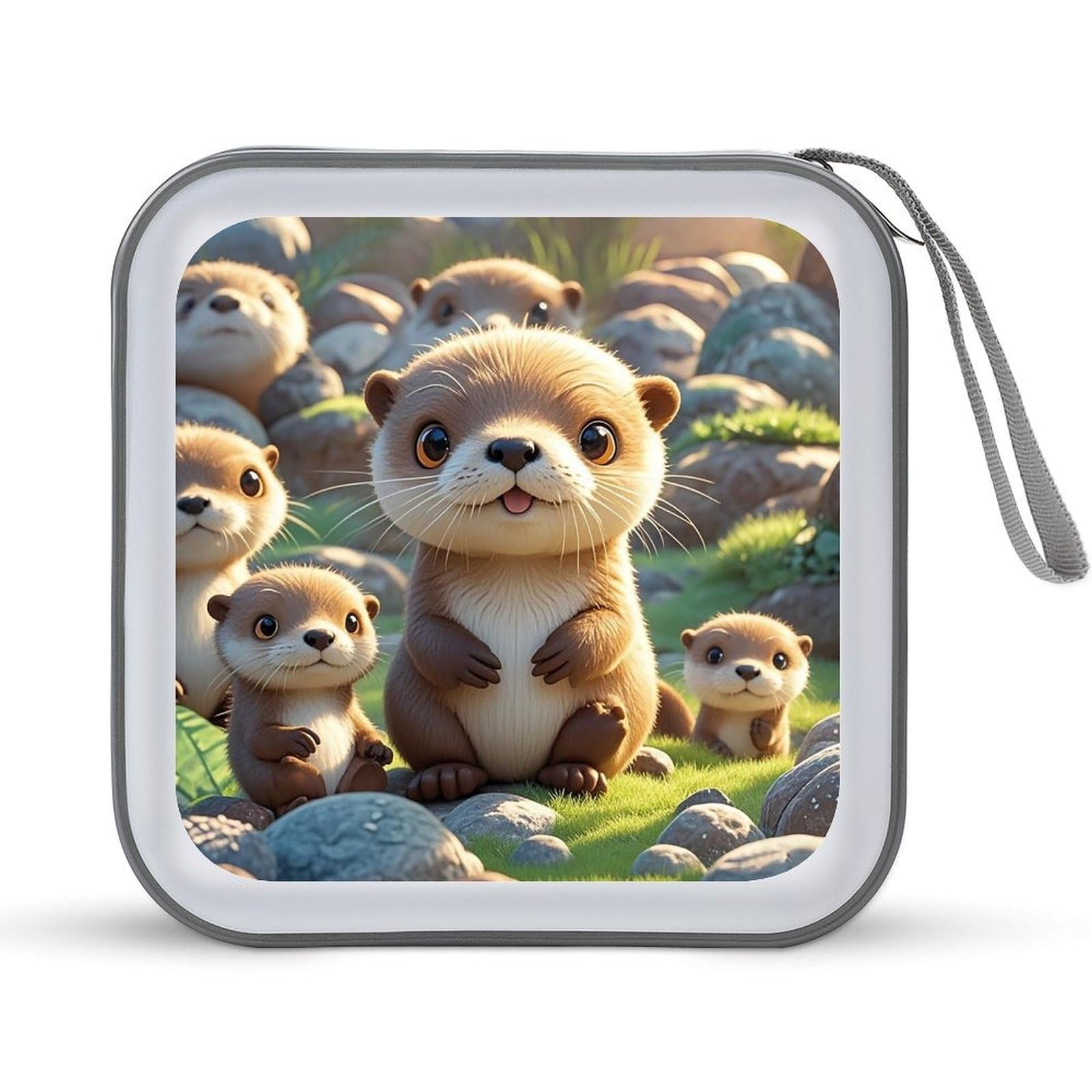 LZQPOEAS Cartoon Brown Otters CD Case DVD Case Holder Wallet 40 Capacity Hard Plastic CD/DVD Portable Storage Binder Zipper DVD Disc Cases CD Storage Organizer Holder for Car Home Office