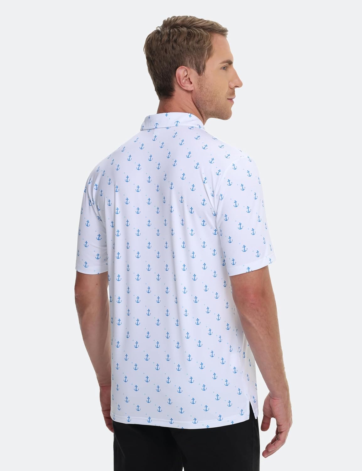 Cotrasen Mens Golf Polo Shirts Short Sleeve Quick-Dry Print Tee Shirt Moisture Wicking Performance Polo Strech Shirts - Image 7