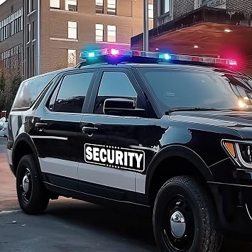Security Patrol Magnet for Car, Large Security Car Magnetic Signs, Reflective Vehicle Door Magnet for Professional Security Guard 11.8 inch * 3.9 inch (Black-Security-2 Pack)