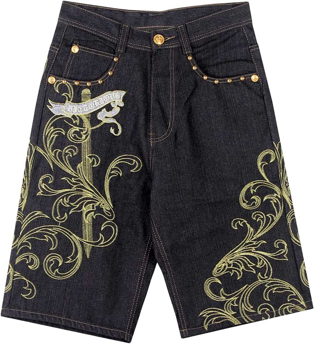 Mens Hip Hop Embroidery Long Jean Shorts Plus Size Philippines Ubuy