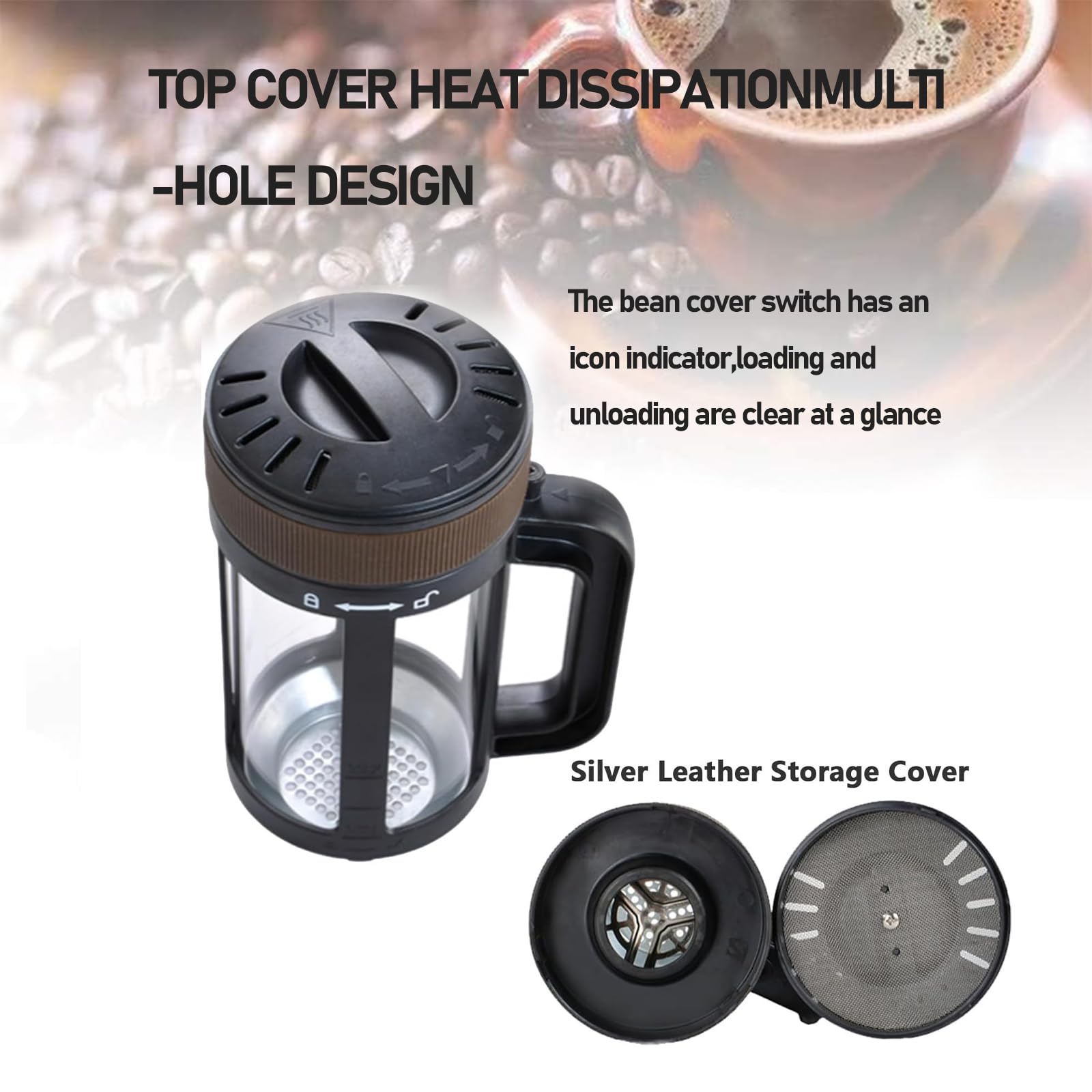 Tostador De Café Eléctrico Profesional, Tostadora De Granos De Café con Temporizador De 30 Minutos, Capacidad De 300 G, Aire Frío/Caliente Y Ajuste De Velocidad del Viento, para Cafetería