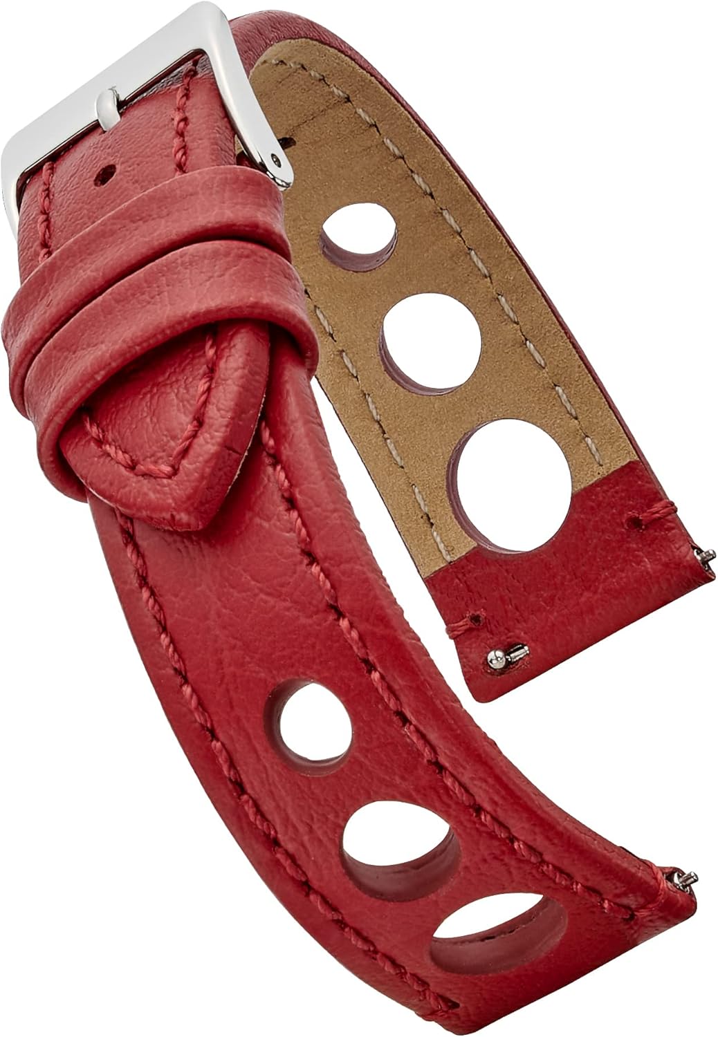 Alpine Hand made genuine full grain leather watch strap with quick release spring bars - Black, Bown, Red, Navy - 18mm, 20mm, 22mm