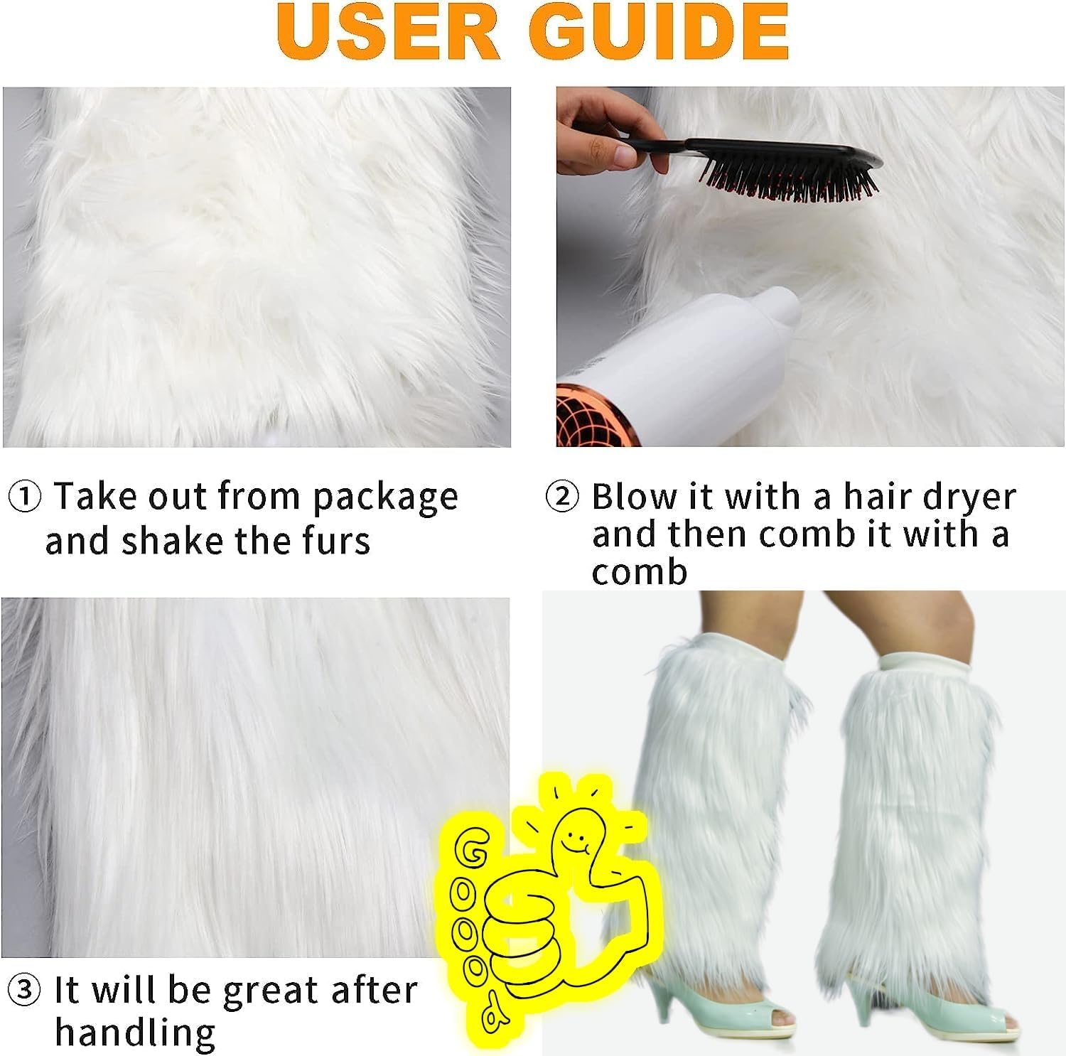 LED Leg Warmers For Women,Light up Leg warmers,Flashing Fuzzy Boot Cuffs 80s Disco Rave Wear, Leg Sleeve,White Faux Fur Festival Dance Accessories for Christmas & Party,Music Party,Novelty Dionysia - Image 6