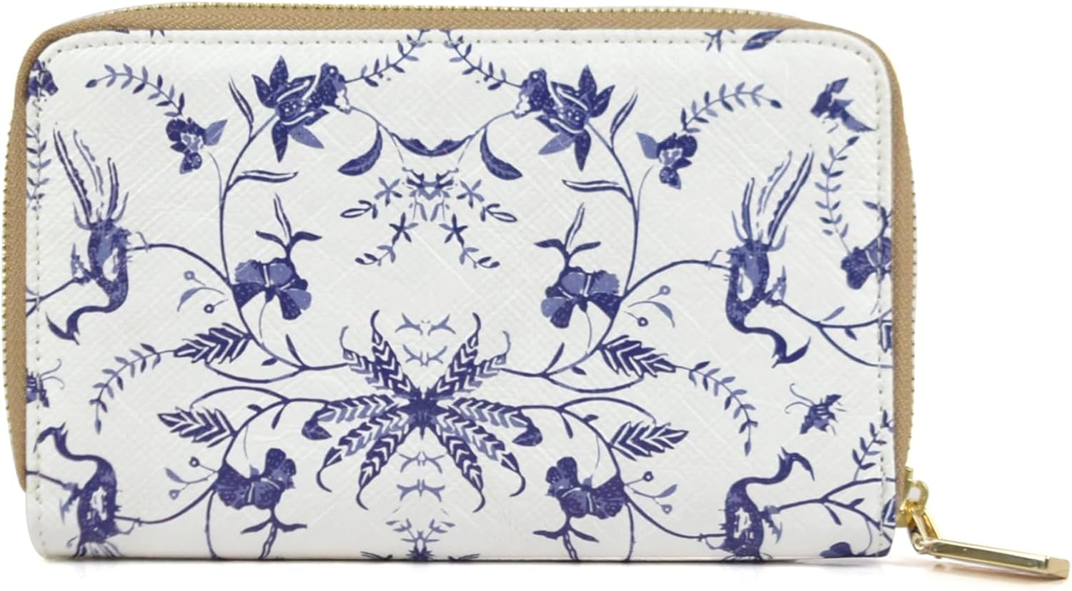DOSHI Zip Around Wallet - Kraft White & Blue Floral (Kraft Paper)