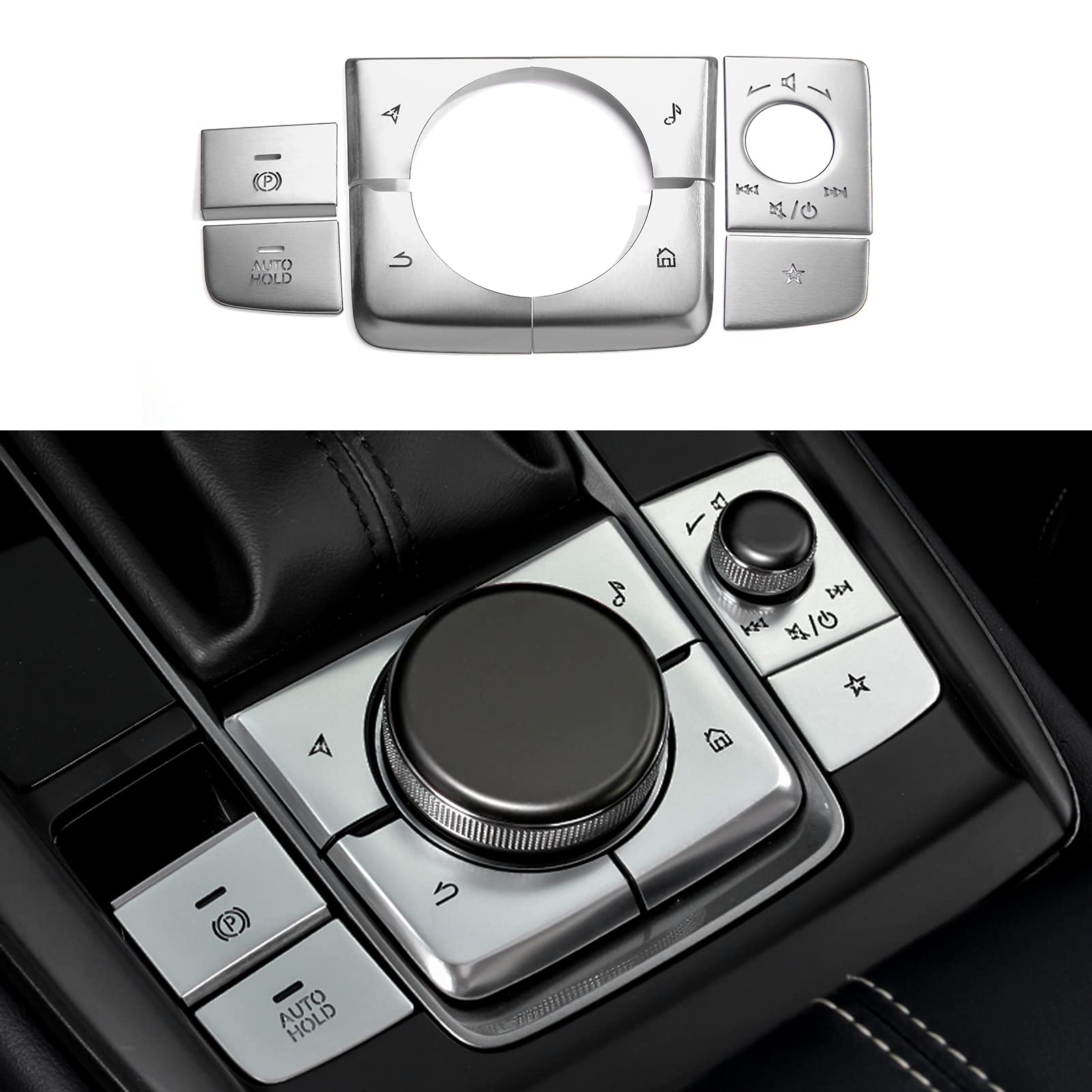 8 pezzi di copertura per console compatibili con Mazda 3 CX-30 CX-50, argento