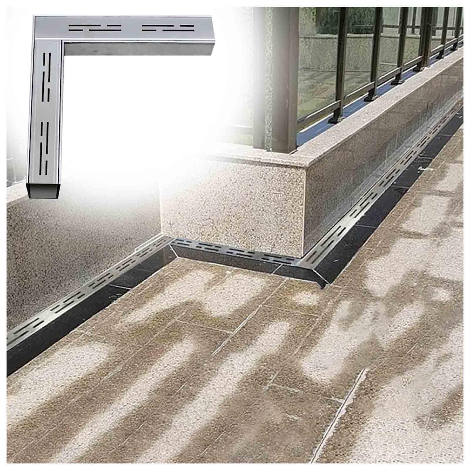 WXPGFEQ Stainless Steel Trench Drain System with Elbow Connectors and Grate Cover for Efficient Sewer and Drainage Installation