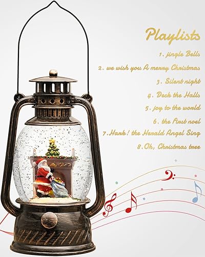 Miniatura 2 de Globo de nieve para decoración de Navidad para interiores, globo de nieve de Navidad, escena de Papá Noel brillante, forro USB/funciona con pilas,