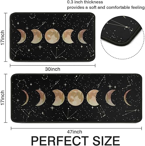 Miniatura 3 de CocoBelin Juego de 2 tapetes góticos para cocina, tapete de luna con parte trasera de goma, antideslizante, lavable, para fregadero de cocina,