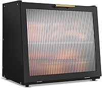 Vista 1 de Joyvilla Caja de Pan de Doble Capa de Bambú para Encimera de Cocina, Contenedor de Almacenamiento de Pan, Caja de Pan Negra con Ventana, de Gran