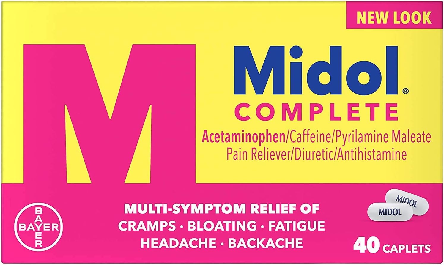 MidolComplete Menstrual Pain Relief Caplets with Acetaminophen for Menstrual Symptom Relief - 40 Count (Pack of 3)