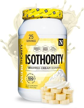 Nutrithority - Isothority Isolated Whey Protein Powder with Ultra-Absorbable Protein and BCAAs to Build Muscle and Accelerate Recovery, Keto Friendly, Low Carbs, Gluten Free Whipped Cream Banana