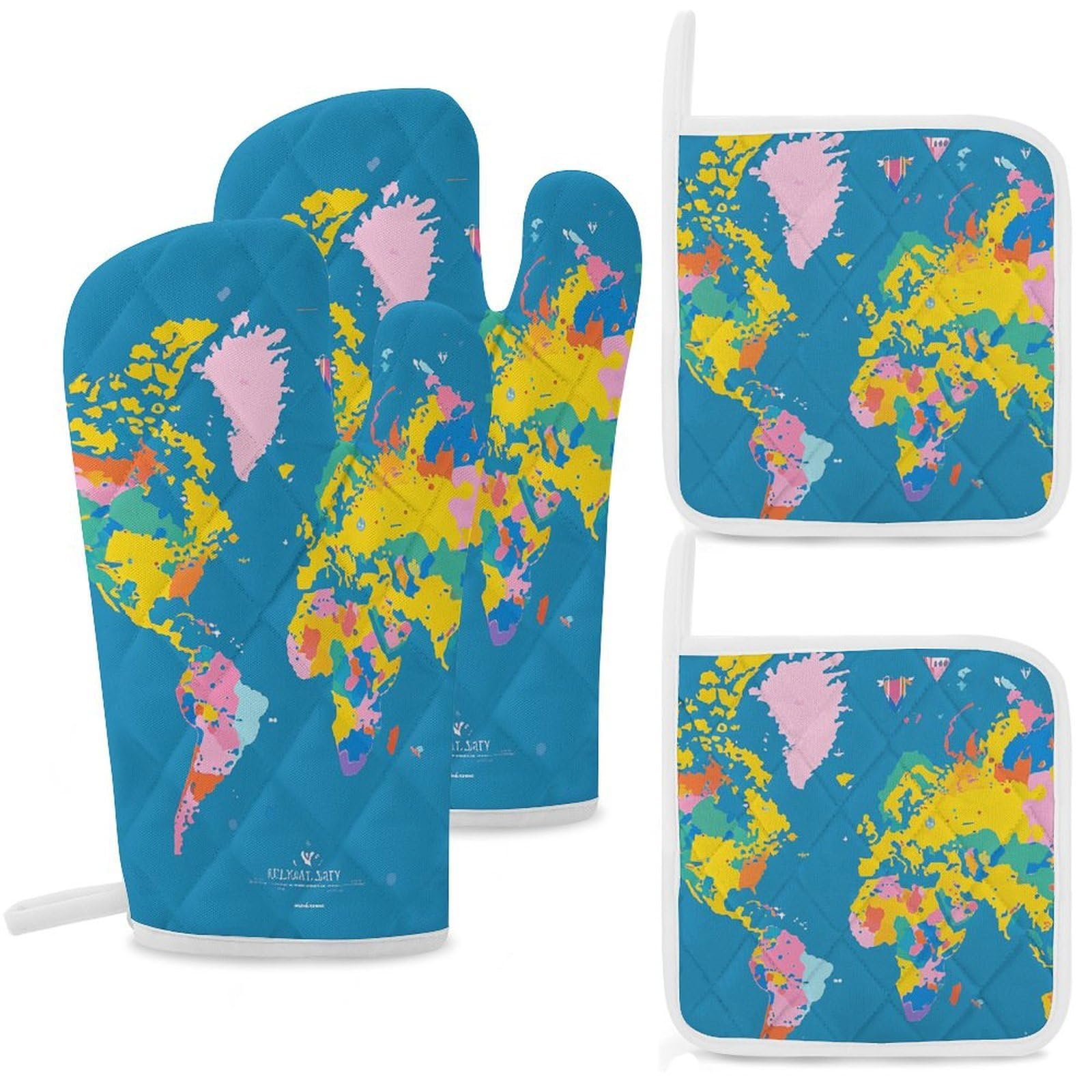 Gants de four et maniques carte du monde pour réussir vos soirées barbecue en été