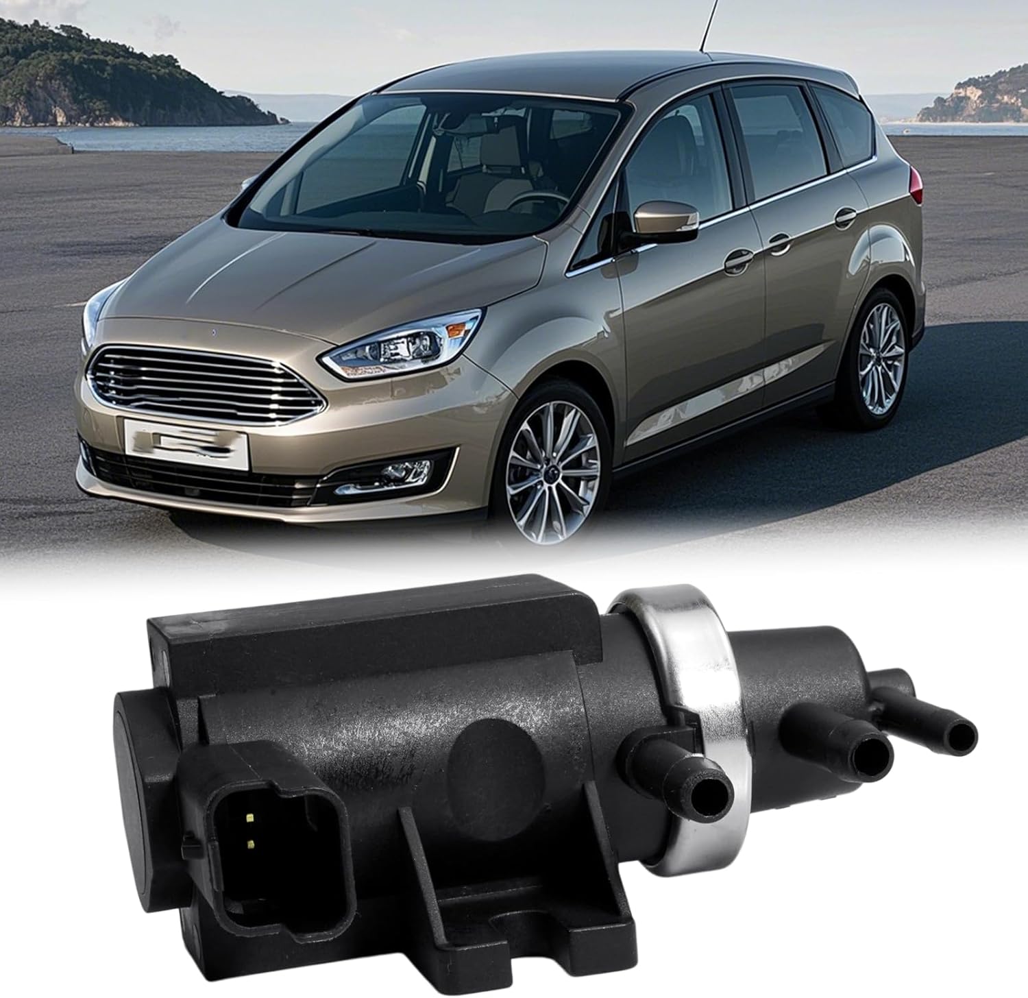 Turbo Pressure Solenoid Valve Replacement for FL3E-9E882-BA FL3E9E882BA F2GE9E882BA Fit for Ford C-Max Ecoboost for Ford 2015-2018 Focus Turbo Boost Solenoid Valve