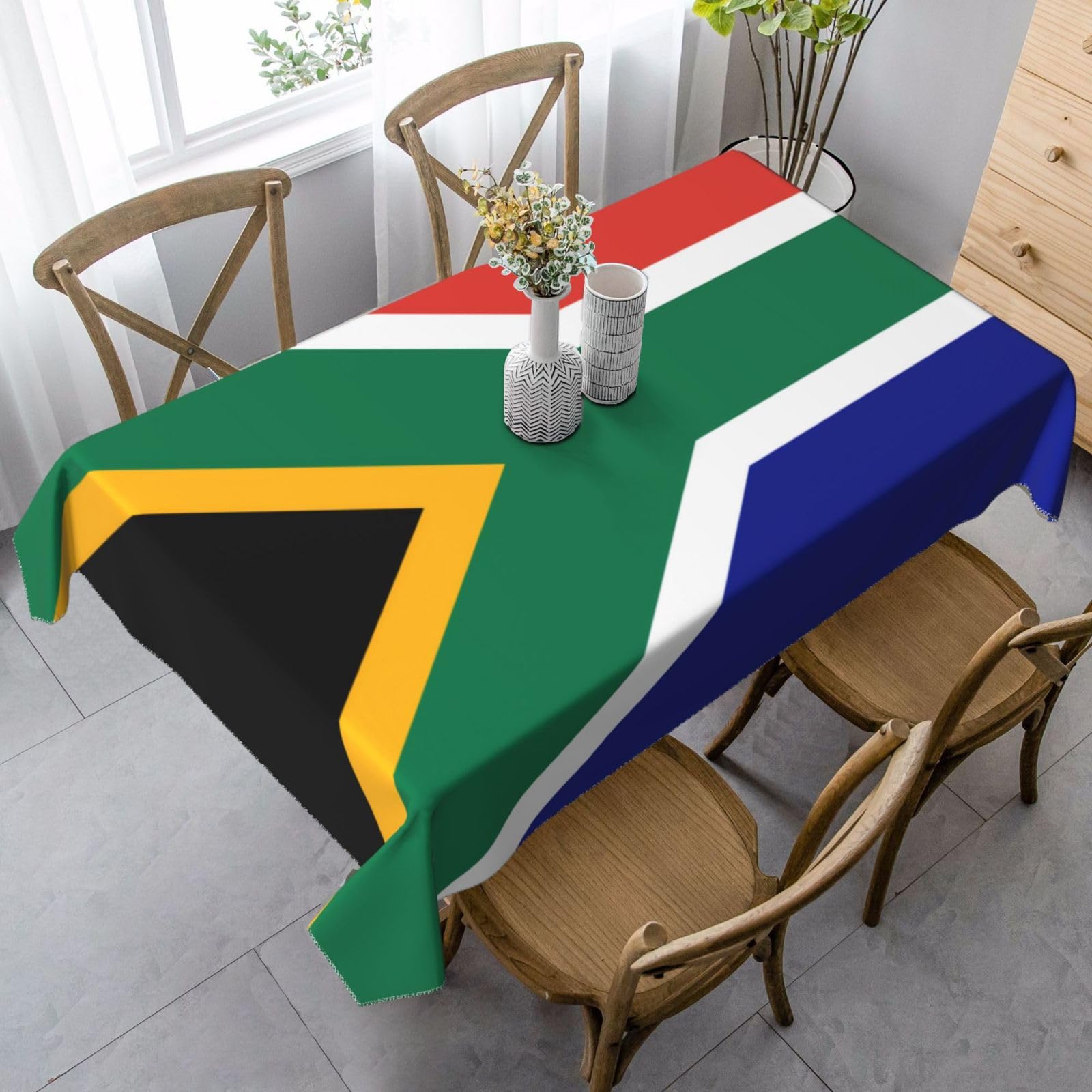 QHZLY Rectangular South African flag Tablecloth 35x55in Premium Peach Velvet for Dining, Brunch, Parties, and Events