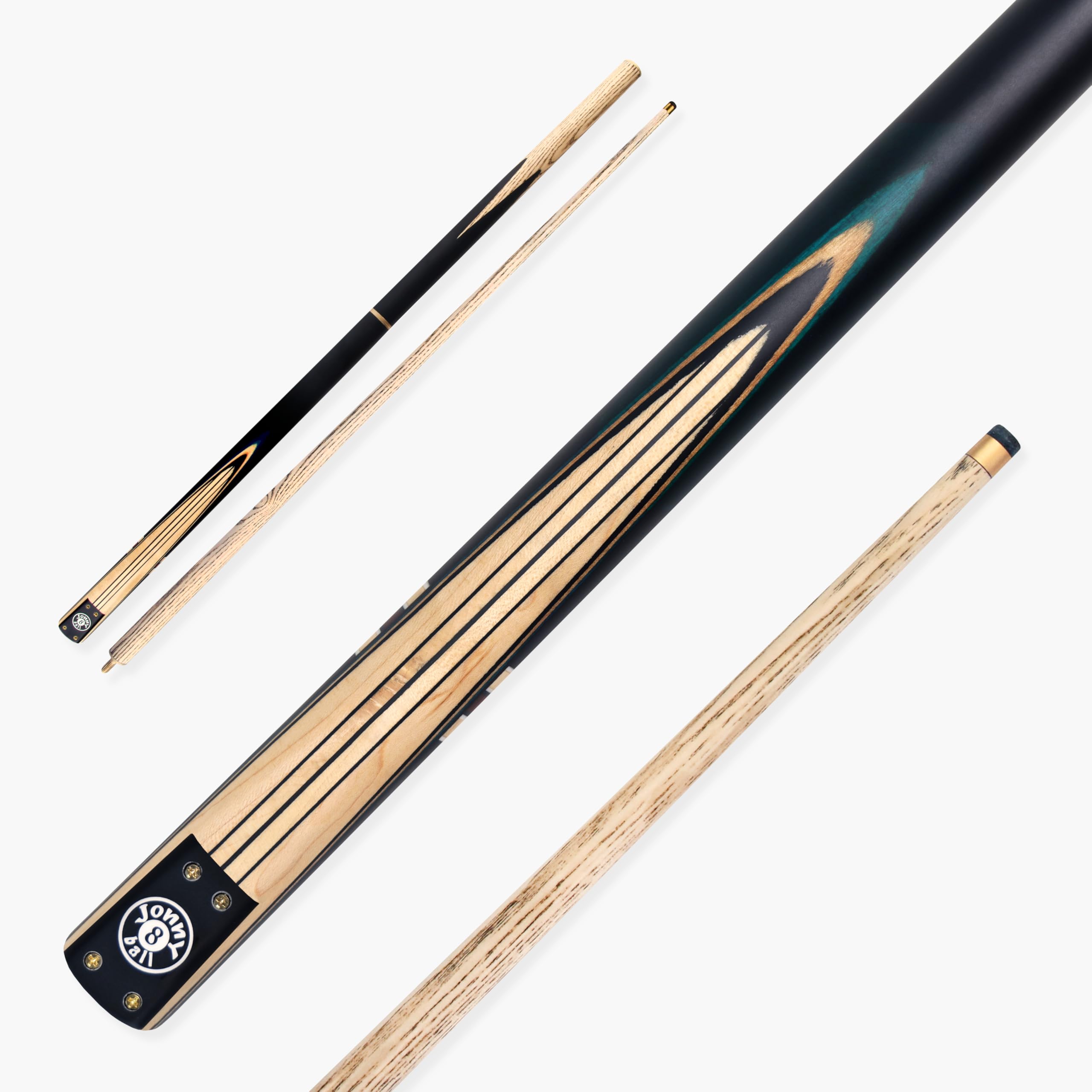Jonny 8 Ball Traditional Range 57 Inch 3 Piece Centre Jointed Length Adjustable Snooker Pool Cue 9mm Tip - Shorten to 44 Inch (Blue Powerline)