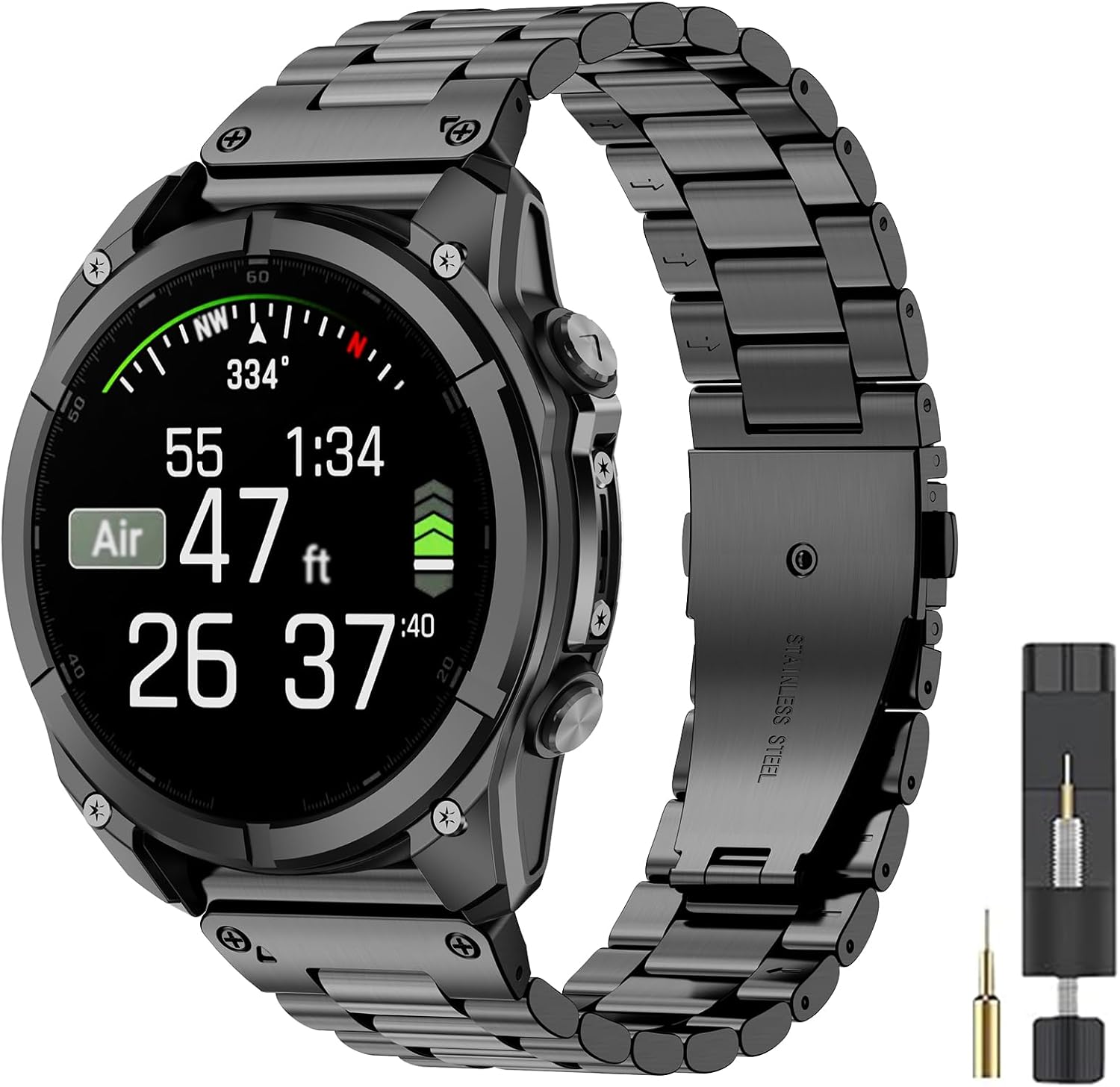 26mm Stainless Steel Quick fit watch Band Compatible With Fenix 8 Pro AMOLED 51mm/Fenix 7X 6X Pro/5X Plus /3 HR/quatix 8 tactix 8 AMOLED Descent Mk3i epix Pro 51mm/Enduro 3/2/tactix 7 Pro