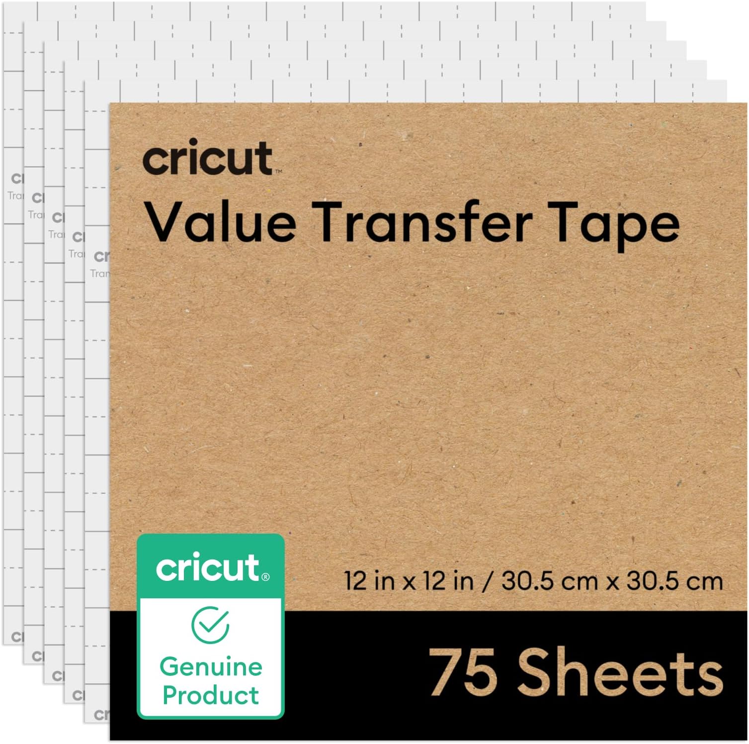 Cricut Value Transfer Tape - 75ft Flat Pack, 12in x 12in Sheets (75-Count)