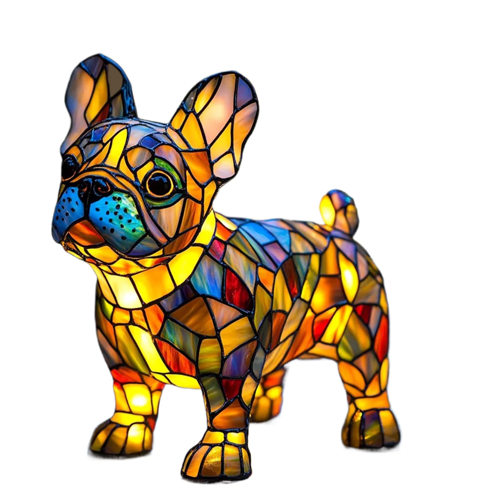 Animal Stained Glass Lamp - Vintage Stained Glass Cat Lamp | Handmade Resin LED Animal Bedside Table Night Light | Decorative Colorful LED Night Light for Home Bedroom(D)