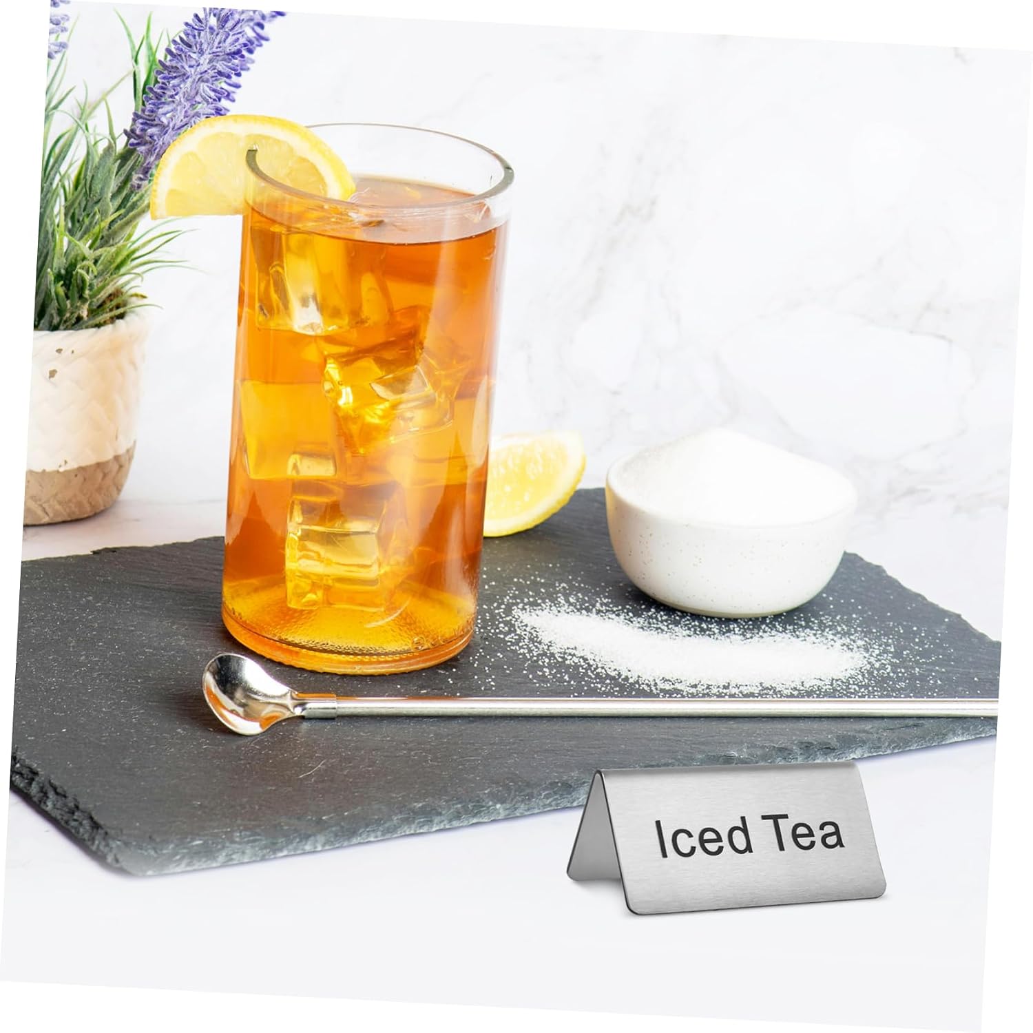 5pcs Sleek Stainless Steel Table Signs for Coffee Station Food Service Easy Clean