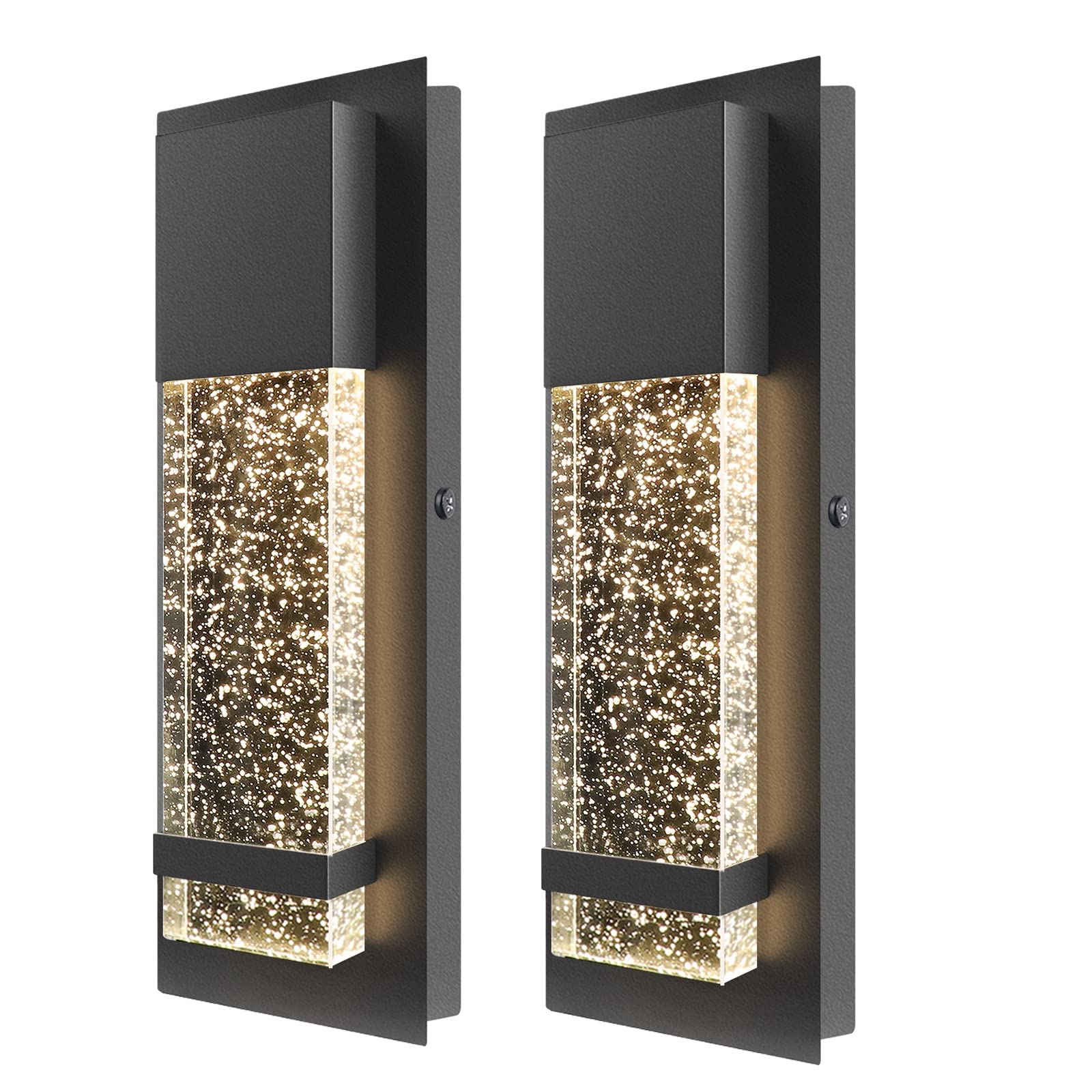 PARTPHONER Modern Wall Sconce, LED Wall Light with Crystal Bubble Glass Modern Porch Light Outdoor Indoor Wall Fixture 12W Lumen 3000K for Doorway