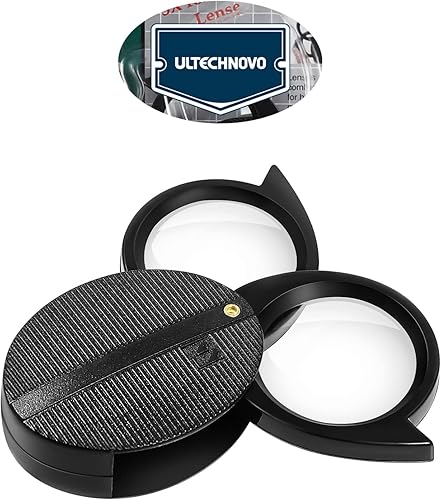 Miniatura 2 de Lupa pequeña, lupa de bolsillo de mano, pequeña lupa iluminada plegable de mano iluminada para leer monedas, pasatiempos y viajes