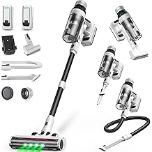 Cordless Vacuum Cleaner, 2 Batteries 110 Mins Runtime Vacuum Cleaners for Home, 550W 45KPA 15-in-1 Stick Vacuum with Charging Dock, Handheld Vacuum Cordless for Pet Hair Carpet Hardwood Floor