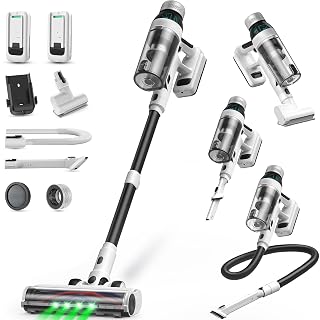 Cordless Vacuum Cleaner, 2 Batteries 110 Mins Runtime Vacuum Cleaners for Home, 550W 45KPA 15-in-1 Stick Vacuum with Charging Dock, Handheld Vacuum Cordless for Pet Hair Carpet Hardwood Floor - Amazon product rated Grade B