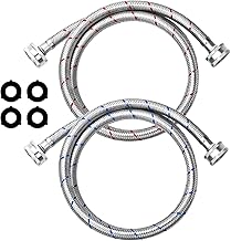 4Ft Stainless Steel Washing Machine Hose by Puxyblue for All Washers - 2 Pack Burst Proof Red and Blue Braided Hoses for Hot and Cold Water Supply - 10 Years Warranty