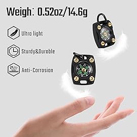 MecArmy CMP2 Titanium Black Mini Compass, Pocket Compass Hiking Survival, Small IPX5 Waterproof, Glow-in-The-Dark, Compact, Necklace Pendant, Keychain & Lanyard Mount, Ideal Gift for Women Men