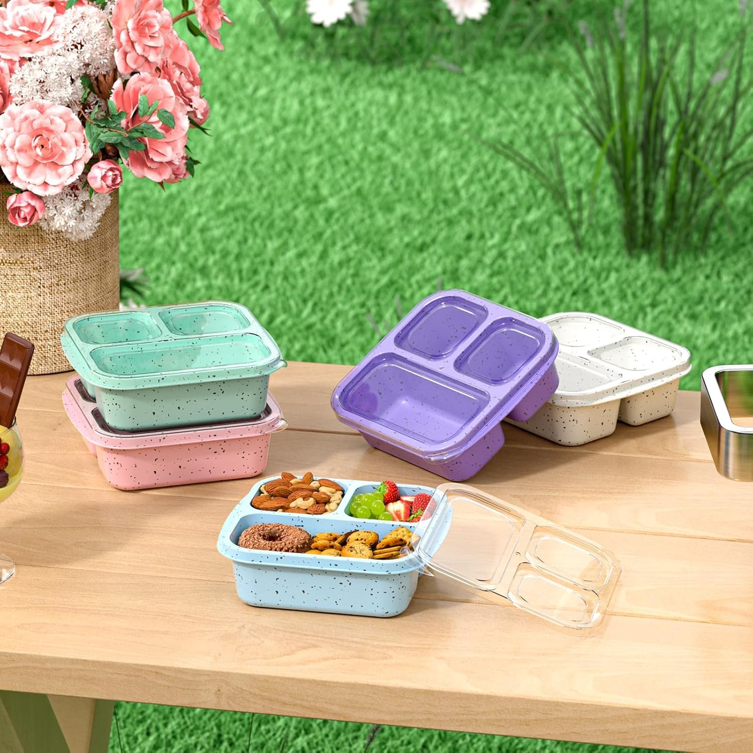 Confezione da 3 contenitori per snack impilabili