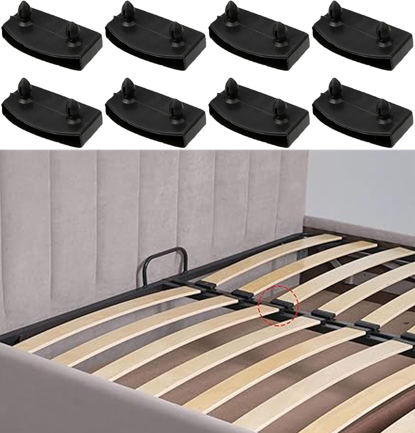 Wady Embouts pour Sommier à Lattes Noir 54mm - Lot de 30 Supports - Accessoires de Connexion pour Lit Double