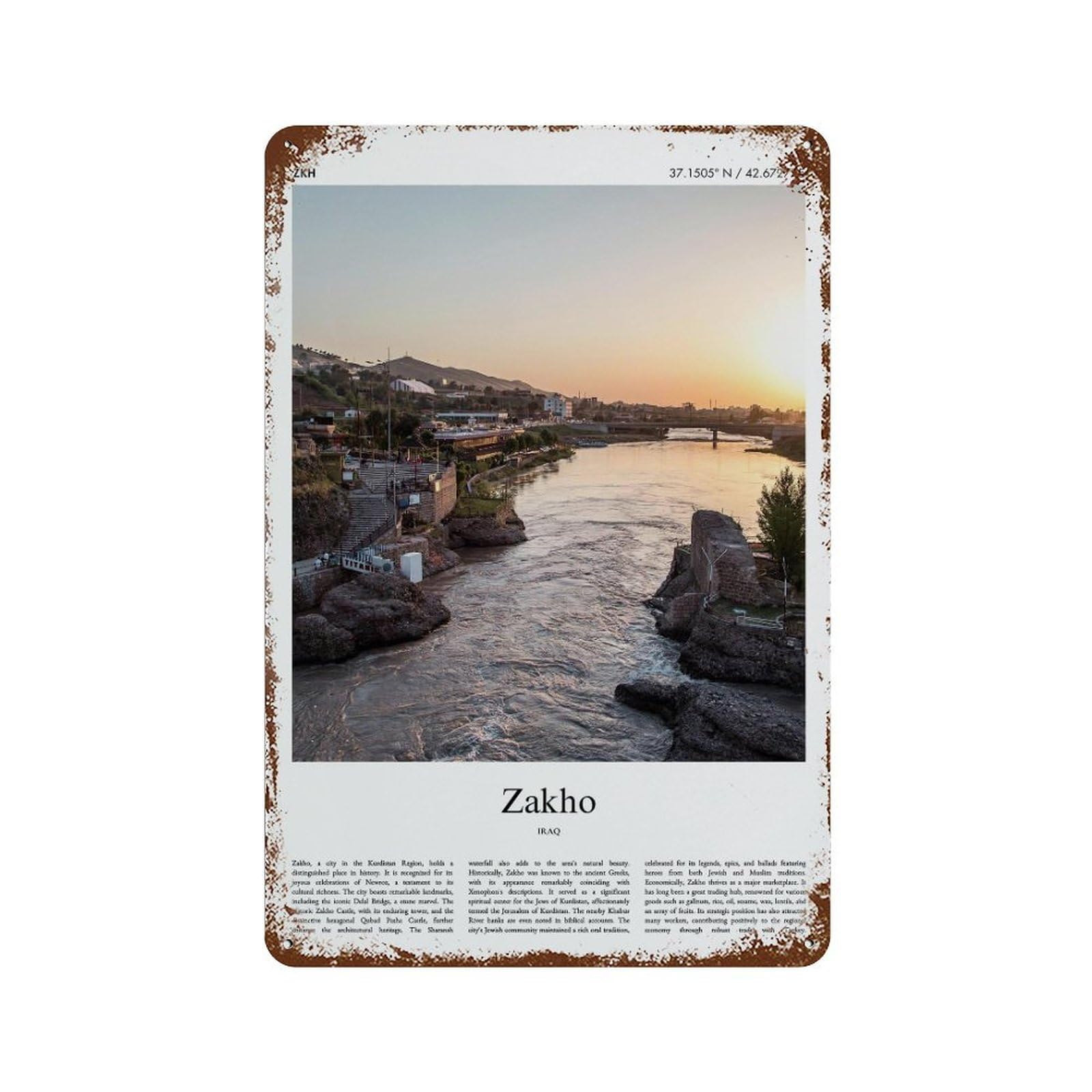 xiaoxiaoshen Zakho Iraq City Scenery Wall Decor Art Metal Tin Poster Modern Home Decor Art Home Bar Shop Decorations Vintage Sign 30x20cm
