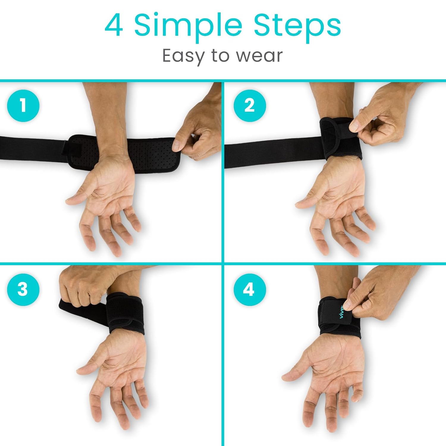 Vive Wrist Support Wrap (2 Pack) - Band for Tennis, Working Out, Golf & Sports - Adjustable Compression Strap for Tendonitis, Carpal Tunnel & Arthritis - Men & Women Protector Guards for Weightlifting