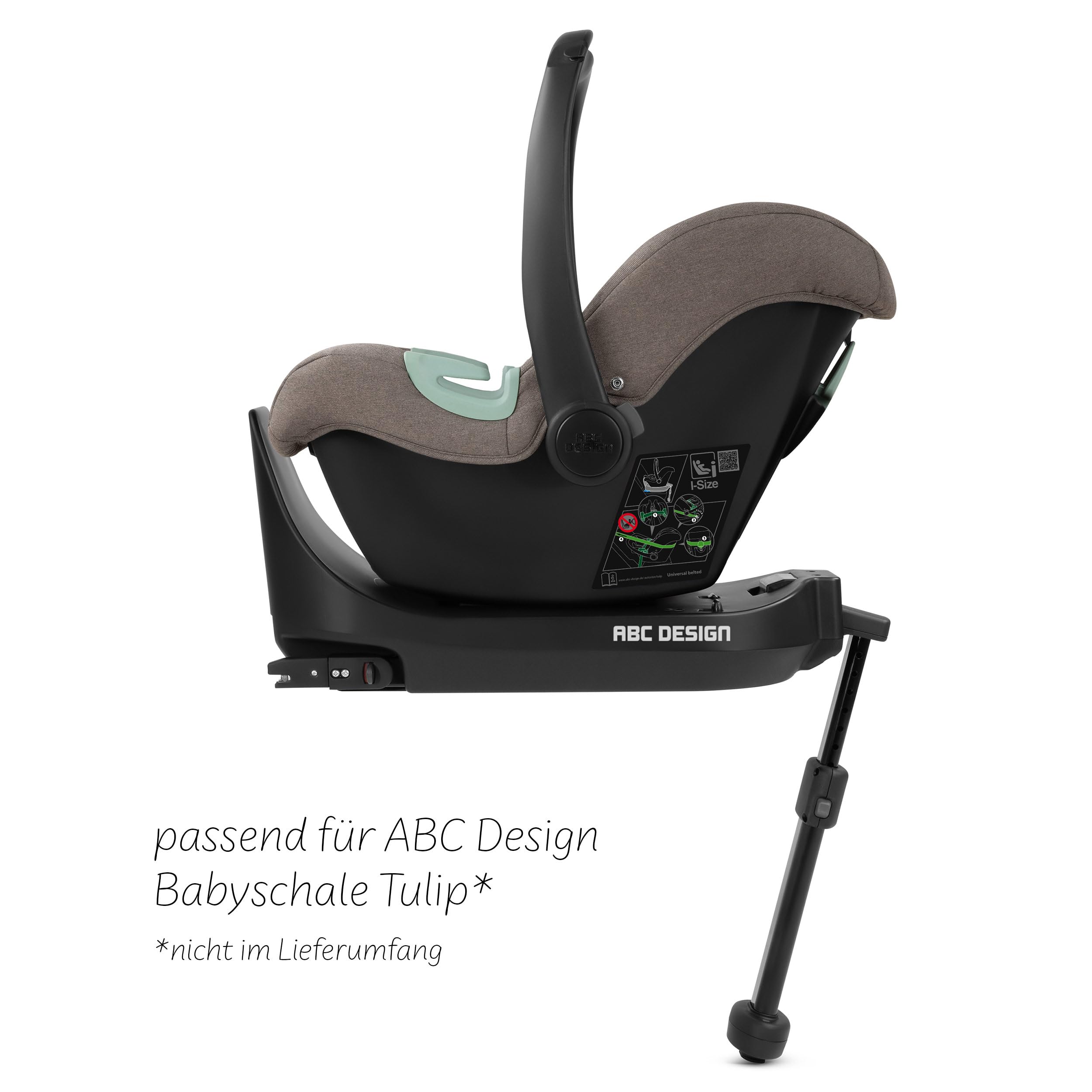 ABC Design Isofix Base Root – 360° Isofix Basis für die Babyschale Tulip & den Kindersitz Lily i-Size– höhenverstellbares Stützbein – Rotationssperre & Farbanzeige für korrekten Einbau