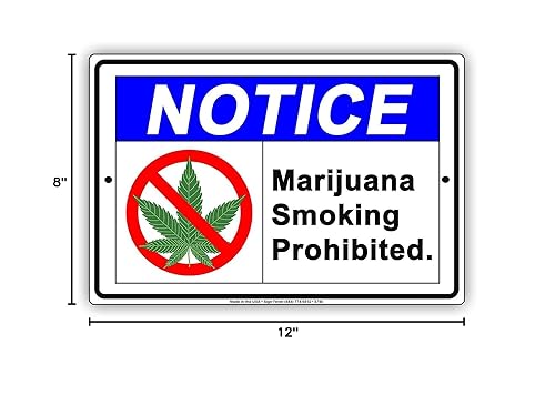 Miniatura 3 de Aviso de marihuana prohibido fumar letrero de metal prohibido fumar letrero de aluminio recubierto UV sin humo, advertencia de seguridad de 8 x 12