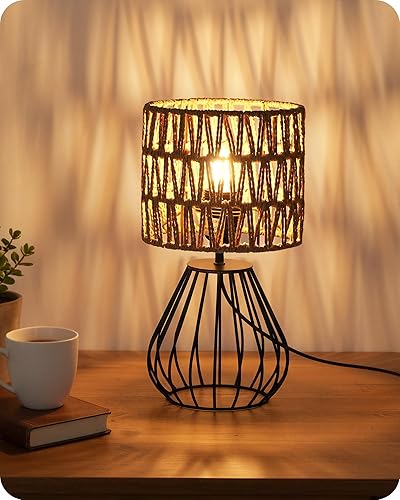 Miniatura 17 de DCW06TL05 - Lámpara de mesa dorada, pequeña lámpara de noche dorada con base de metal y pantalla de lino blanco, lámpara de mesa moderna para blanco