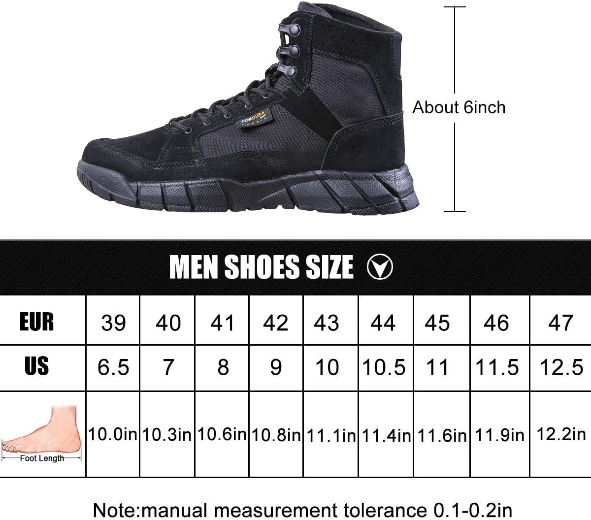 FREE SOLDIER Men's Tactical Boots 6 Inches Lightweight Breathable Military Boots for Hiking Work Boots : Clothing, Shoes & Jewelry