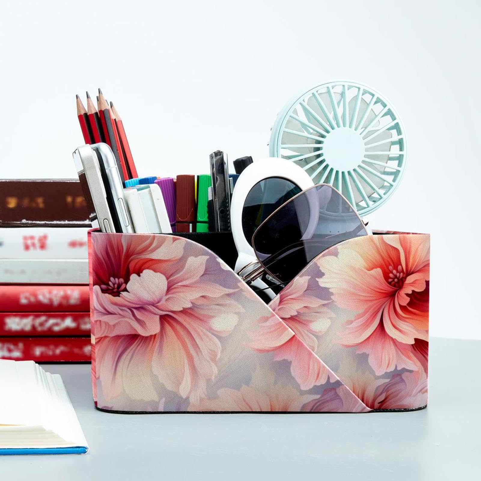 Joli porte-stylos en forme de pétales de fleurs, 4 emplacements pour pinceaux de maquillage, grand rangement de fournitures de bureau, joli crayon de bureau pour bureau, école, femmes et enfants