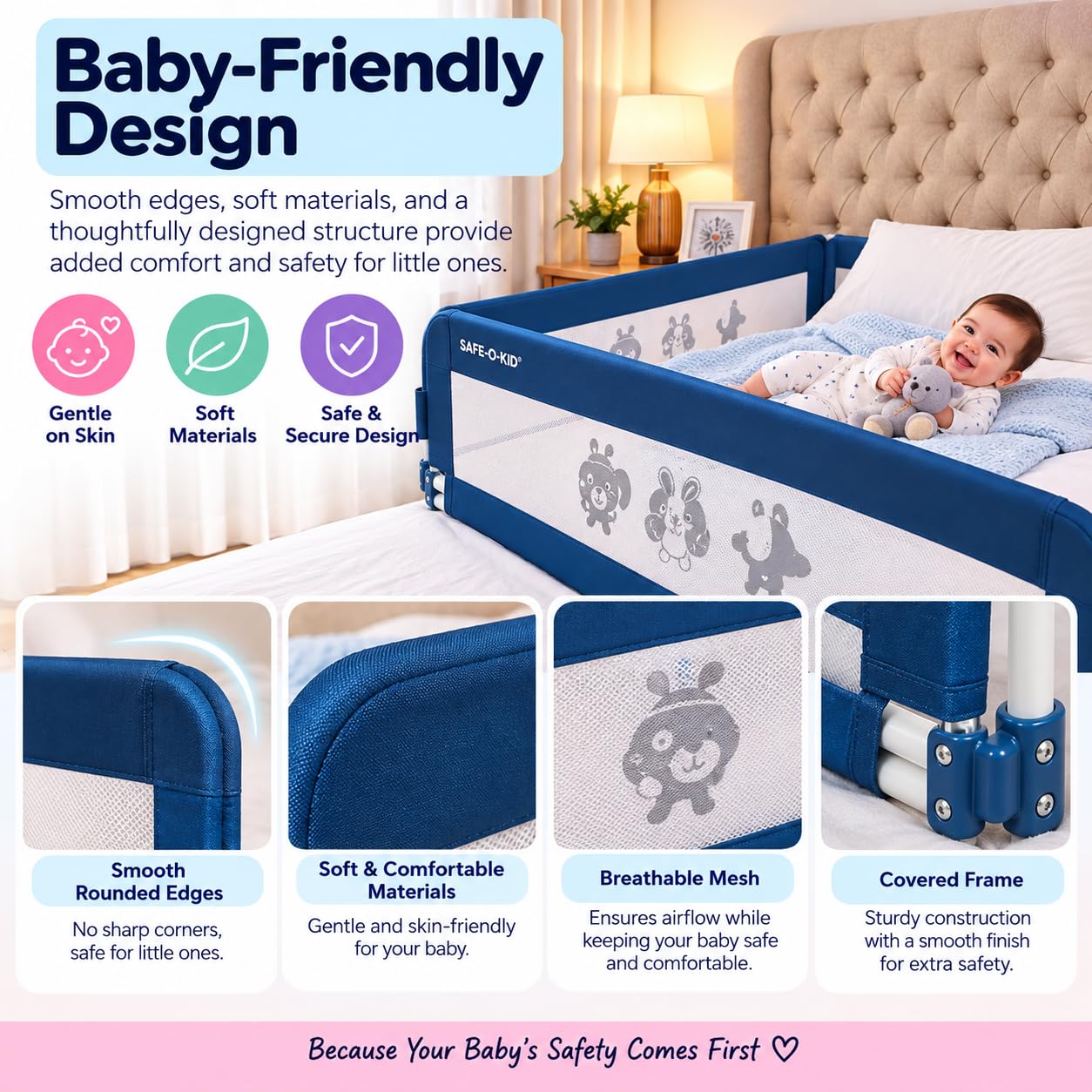 Safe-O-Kid Bed Rail Guard - Baby Safety -4