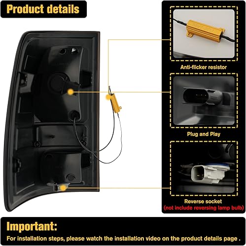 Miniatura 6 de LitMiRaCle Luz trasera LED de lente ahumada compatible con Dodge RAM 1500 2009-2018, luz de freno LED trasera compatible con Dodge RAM 2500 3500