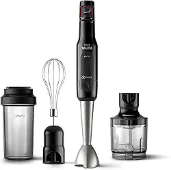 Philips Walita Preto e Inox Mixer Pro - Mix 4 em 1 - SpeedTouch com guia de velocidade - Copo para viagem - Fácil de limpar - 400W - 220V (RI2622/70)