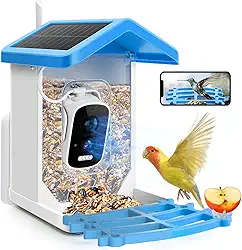 Comedouro De Passarinho Livres,Alimentador de Pássaros Inteligente com Câmera Solar, Captura Automática de Vídeos de Pássaros e Detecção de Movimento
