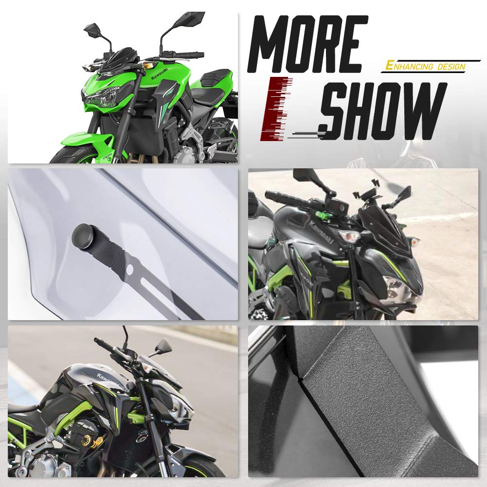 Pare-Brise pour Moto Z900 Z 900 2017 2018 2019 Bulle Touring Déflecteur (Noir)