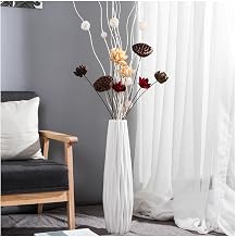White Modern Floor Vase Decor, Pampas Grass Tall Vases for Table Centerpieces Shelf Home Decor Living Room, Branches Sky-Dried Flower Arrangement Vase Ideal Gift 45cm Size 45cm