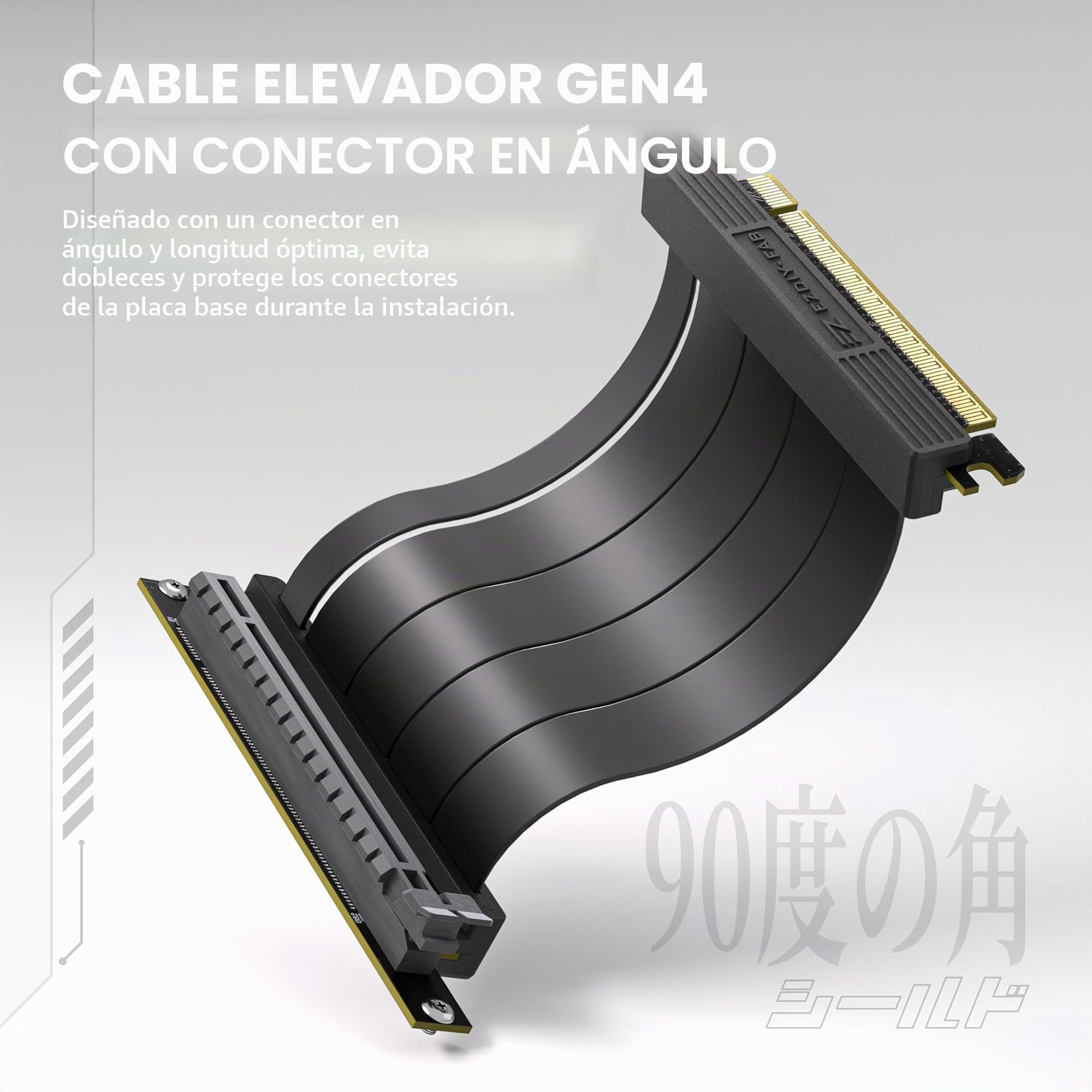 EZDIY-FAB Soporte vertical para GPU con cable vertical 4.0 de alta velocidad, módulo ARGB, 115 mm/4.52 pulgadas, extensión flexible, enchufe de 90 grados, compatible solo con apertura completa